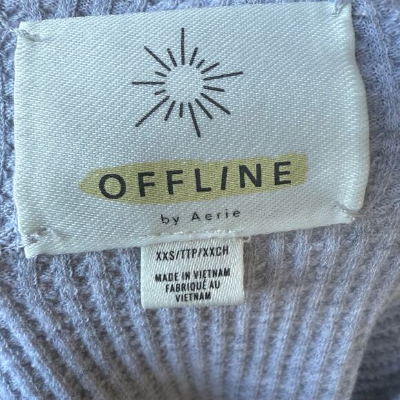 5/$65 Offline by Aerie Womens Henley Top Sz XXS Gray Waffle Thumb Holes Knit Top - Picture 9 of 10